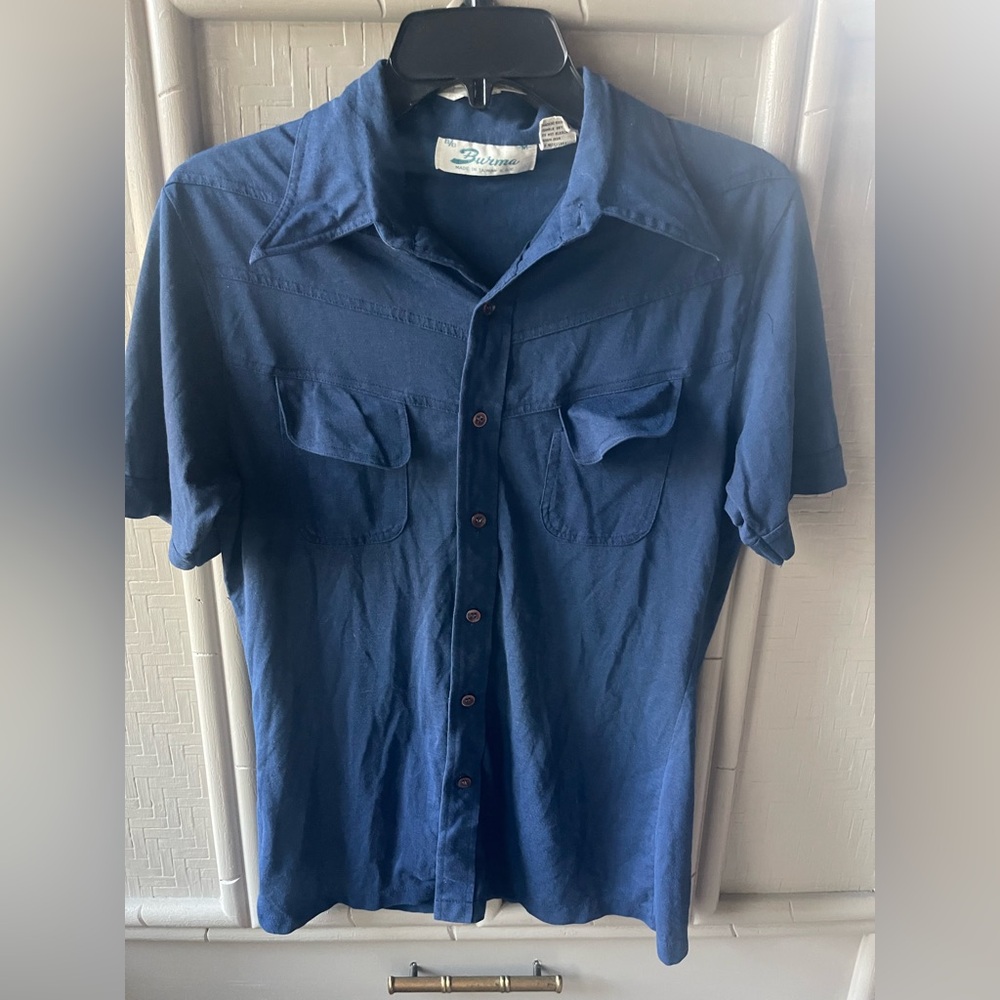 VINTAGE MENS SHORT SLEEVE BUTTON UP